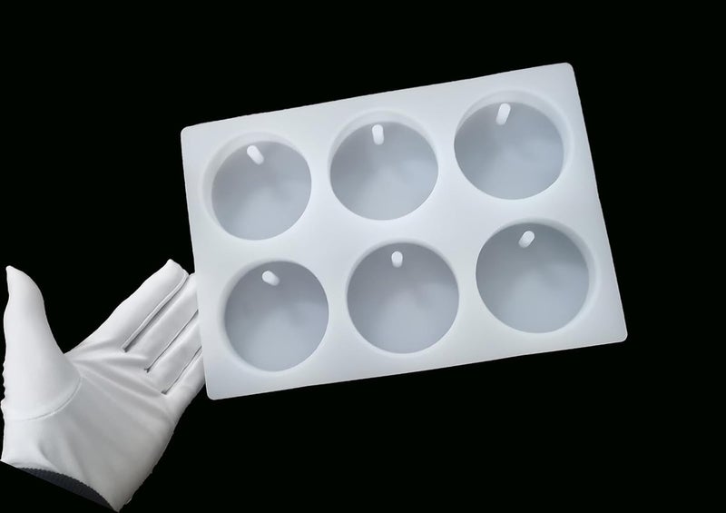 Fuehbur Six-3-inch-Circle with Pillars Car Freshies Mold with Holes - Epoxy Resin - Soap Silicone Mould -【Diameter: 3 inches】, Thickness: 3mm, Weight: 9.17 oz - Image 4